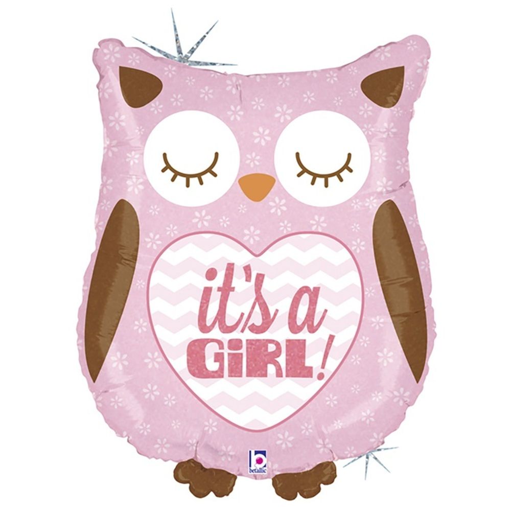 Шар Фигура IT&#39;S A GIRL Сова розовая блеск