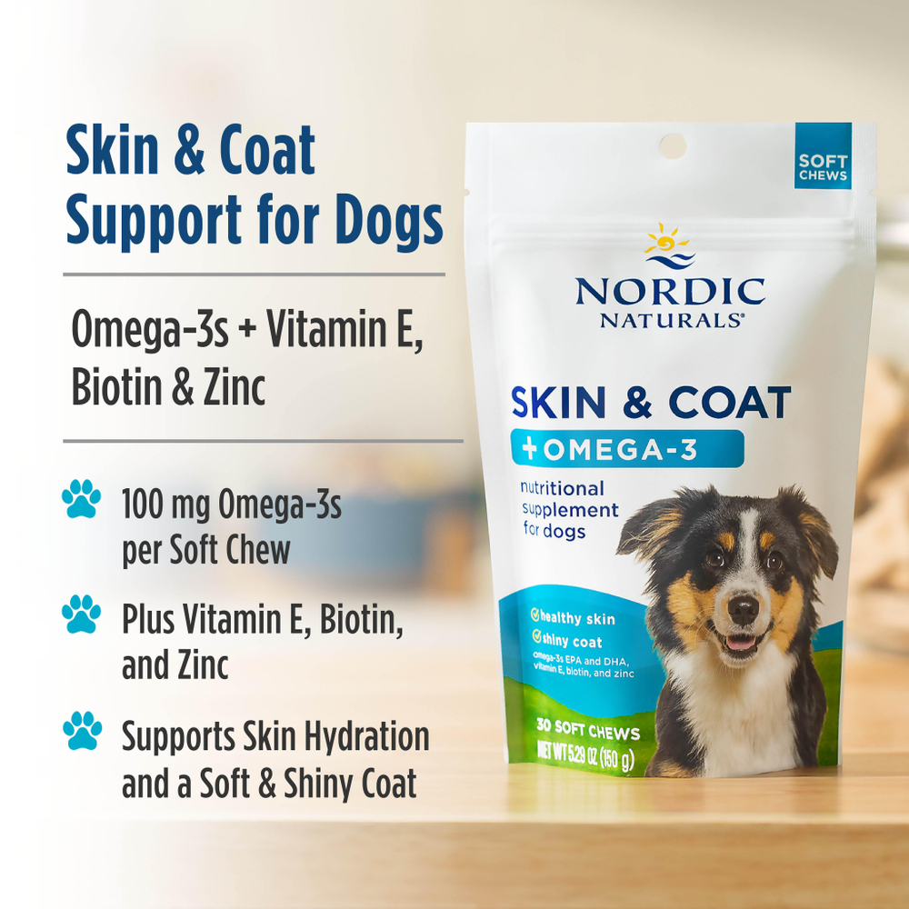 Nordic Naturals, омега-3 для кожи и шерсти, для собак, костный бульон, 30 жевательных таблеток, 150 г (5,29 унции)