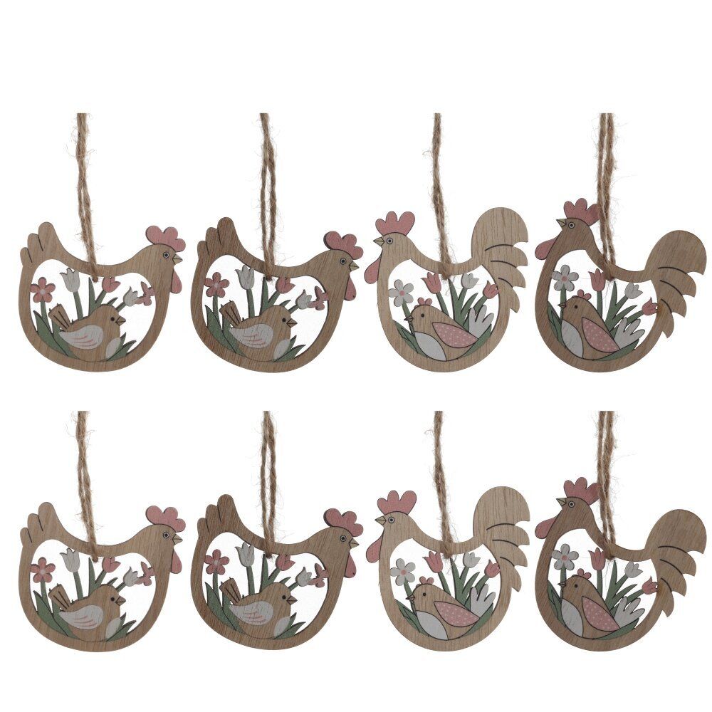 GAEM Набор из 8-ми изделий декоративных подвесных "Курица/Петух" (6*05*6), L12,5 W12,5 H1,5 см