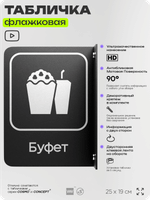 Табличка Буфет флажковая на стену, двусторонняя с крепежом, 19 х 25 см, для офиса, кафе, ресторана, серия COSMO, Айдентика Технолоджи