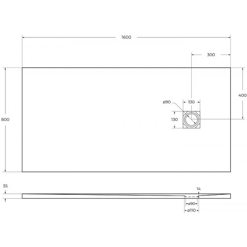 Душевой поддон из искусственного камня BelBagno Uno 160x80 TRAY-MR-UNO-AH-160/80-35-W-CR Белый