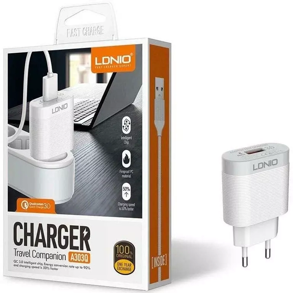 СЗУ 18W с кабелем micro 1USB-A QG A303Q LDNIO