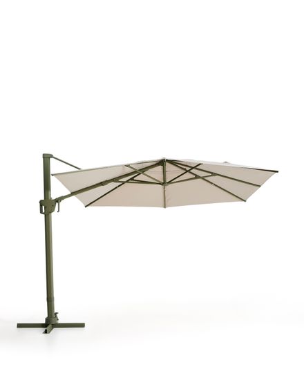 Бежевый консольный зонт Noli с зеленой алюминиевой конструкцией, 300 x 420 см