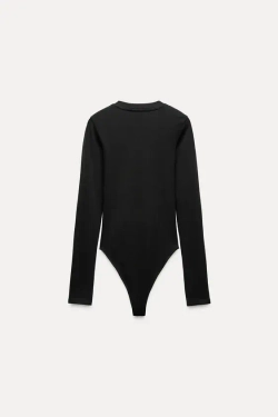 ZARA БОДИ ИЗ ХЛОПКА И МОДАЛА, ЧЕРНЫЙ