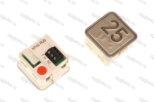 Кнопка (кнопочный модуль) MT42 RUS "25 Этаж", квадратная, красная подсветка, Брайль.