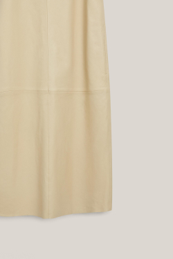 Massimo Dutti Платье-миди из кожи наппа - Limited Edition, бежевый