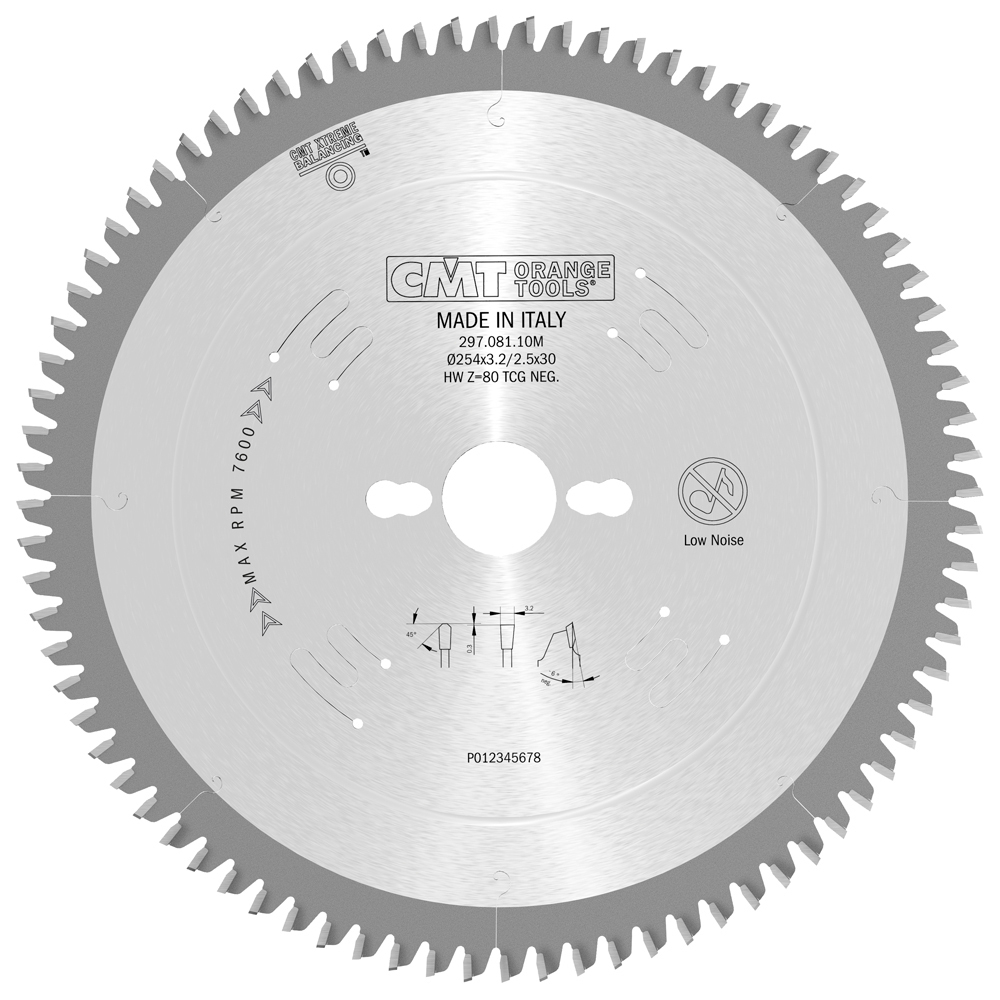 Диск пильный СМТ 254x30x3,2/2,5 -5° TCG Z=80 для цветных металлов и PVC 297.081.10M