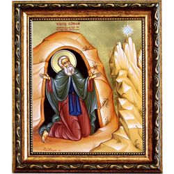 Симон (Симеон) Мироточивый Преподобный Симонопетрский. Икона на холсте.