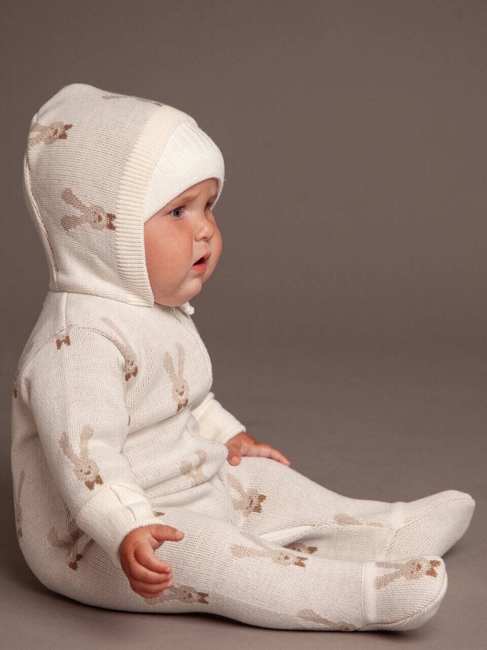 Комбинезон с капюшоном "Зайка", Экрю-бежевый