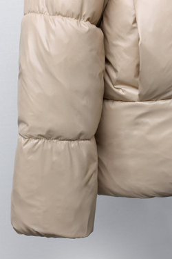 ZARA КУРТКА-ПУХОВИК С КАПЮШОНОМ, ПЕСОЧНЫЙ