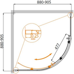 Душевой уголок Cezares MOLVENO-R-1-90-C-BORO-IV, 90х90х195, профиль брашированное золото, прозрачное стекло