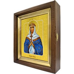 Ольга святая равноапостольная. Рукописная икона на липовой доске.