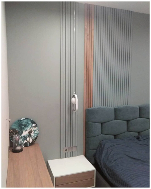 Реечный декор в спальне из Сосны 30х15мм