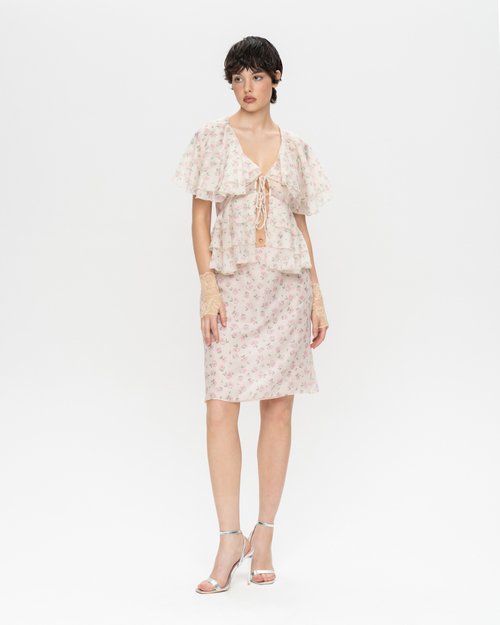 Юбка из органзы в мелкий цветочек