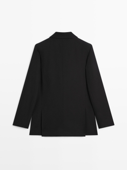 Massimo Dutti Костюмный пиджак из крепа, черный