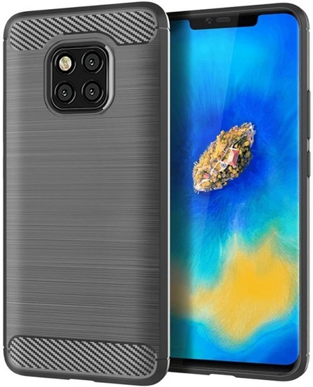 Чехол для Huawei Mate 20 Pro (Mate20 RS Porsche Design) цвет Gray (серый), серия Carbon от Caseport