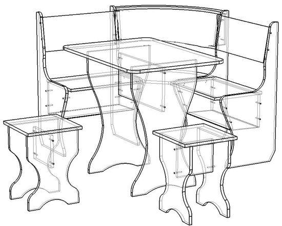 Кухонный уголок КОМПАТТО мягкий SAVANA Plus Ash