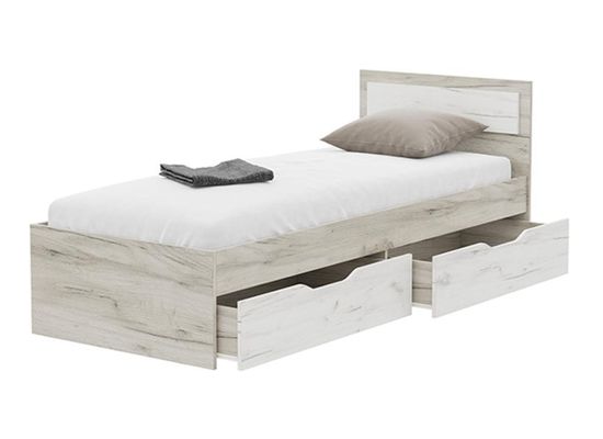 ГАРМОНИЯ КР 607 кровать с ящиками 0.8х2,0 (Крафт)фасад ДУБ КРАФТ БЕЛЫЙ/корпус ДУБ КРАФТ СЕРЫЙ
