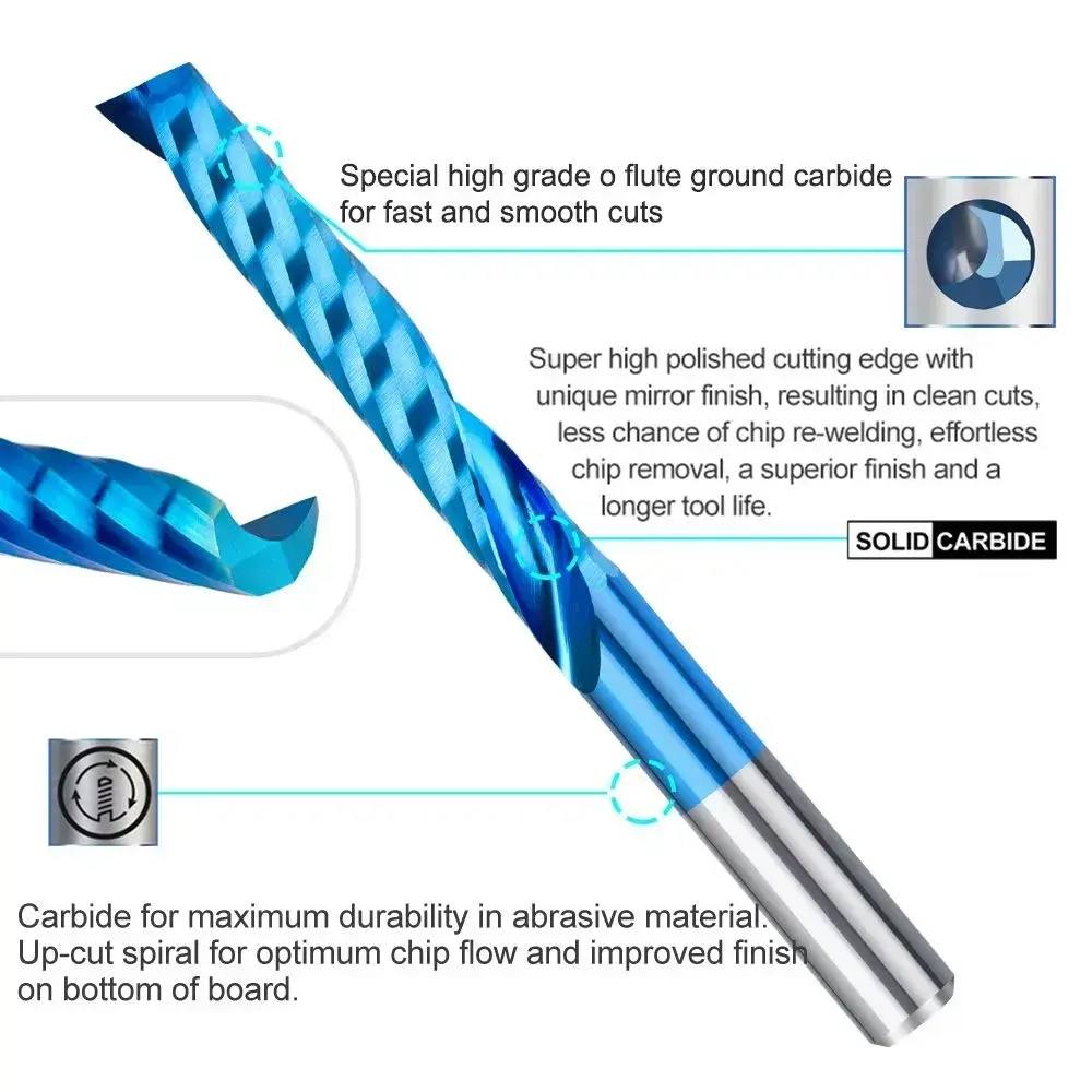 Фреза концевая спиральная однозаходная XCAN, 6х42х70, нано-синее покрытие