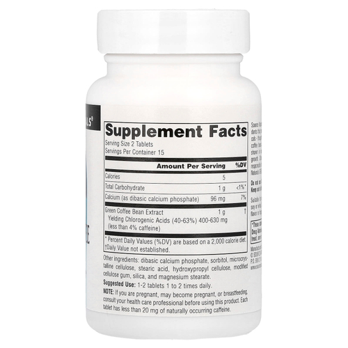 Source Naturals, экстракт зеленого кофе, 30 таблеток (500 мг в одной таблетке)