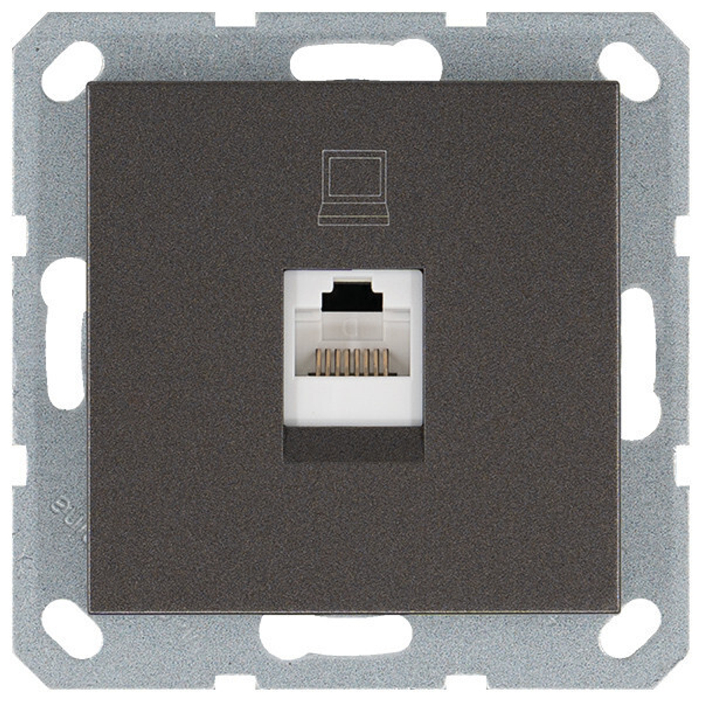 Интернет-розетка RJ45 с накладкой, цвет Мокко