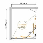 Душевой уголок Cezares Molveno 120x90 AH-21-90+30-C-BORO-IV стекло прозрачное/профиль золото брашированное