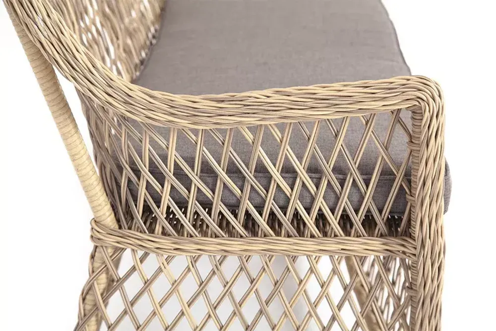 "Латте" диван двухместный из искусственного ротанга, цвет соломенный