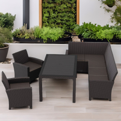 Комплект мебели под ротанг Калифорния “California“ с угловым диваном 240х136 см арт.80497 с  подушками столом 165х95 см и 2 кресела