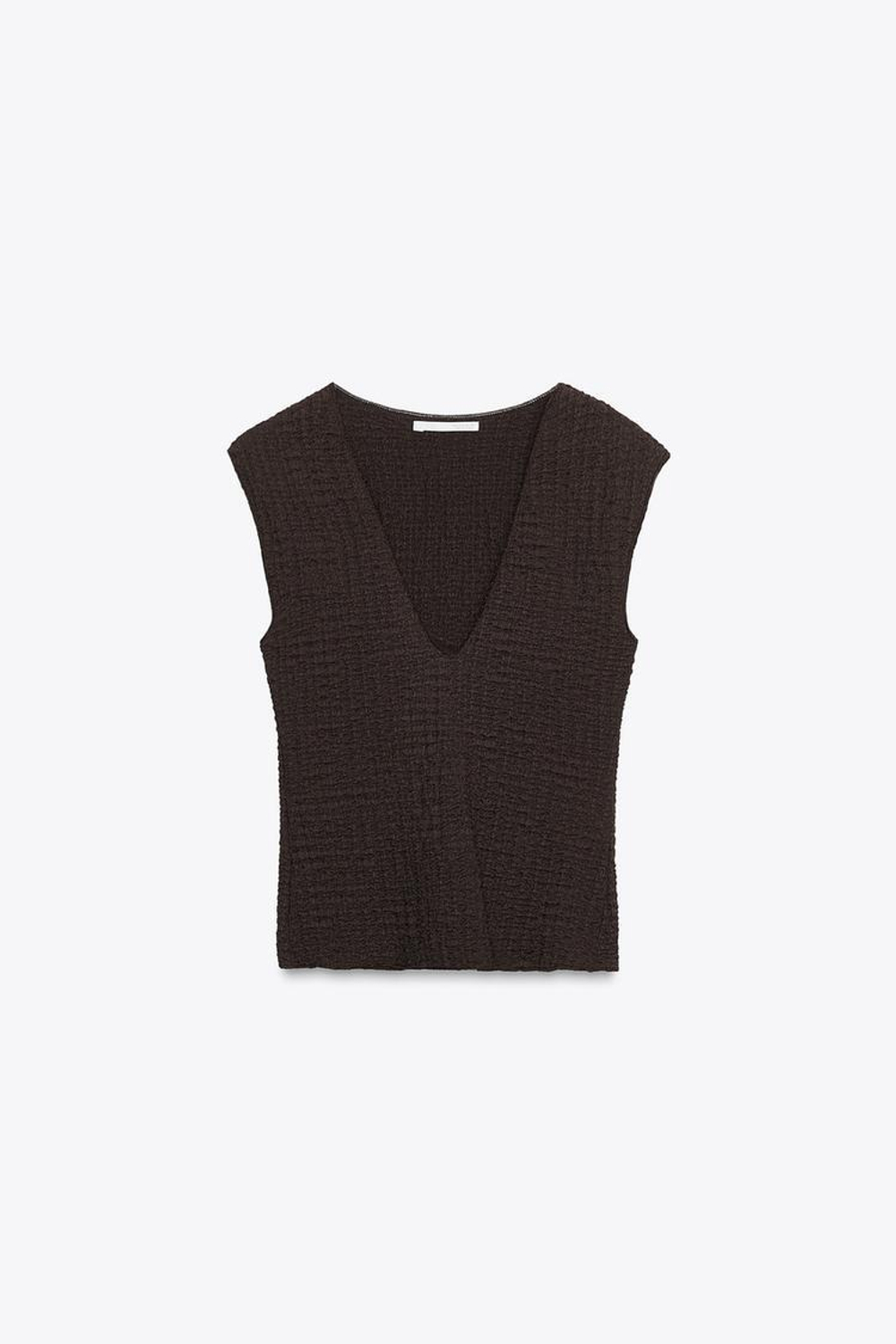 ZARA ТОП БЕЗ РУКАВОВ, ШОКОЛАДНЫЙ