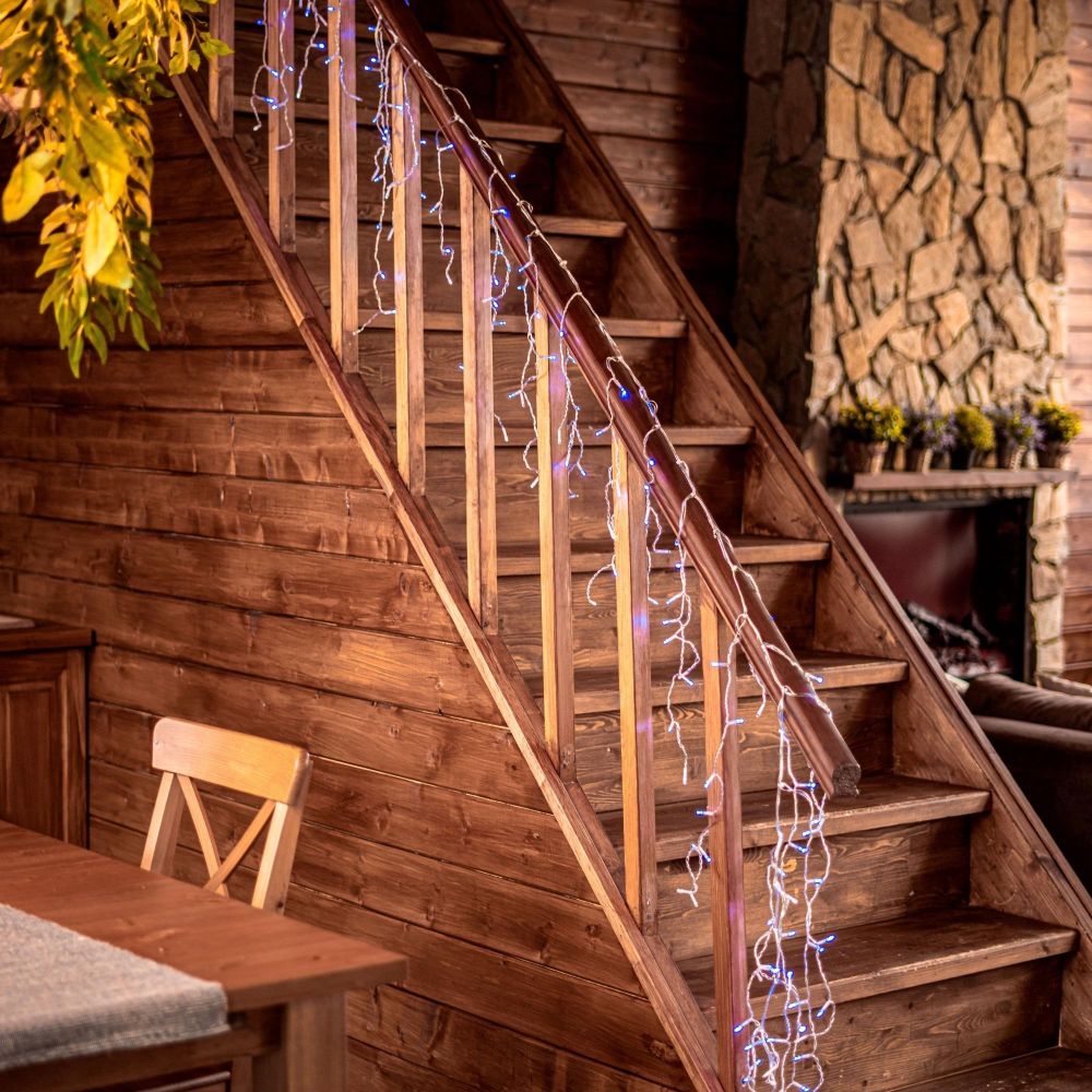 ULD-B3007-200-TTK BLUE-WHITE IP44 Бахрома светодиодная с эффектом мерцания. 3м. Соединяемая. 200 светодиодов. Синий и белый свет. Провод прозрачный. ТМ Uniel