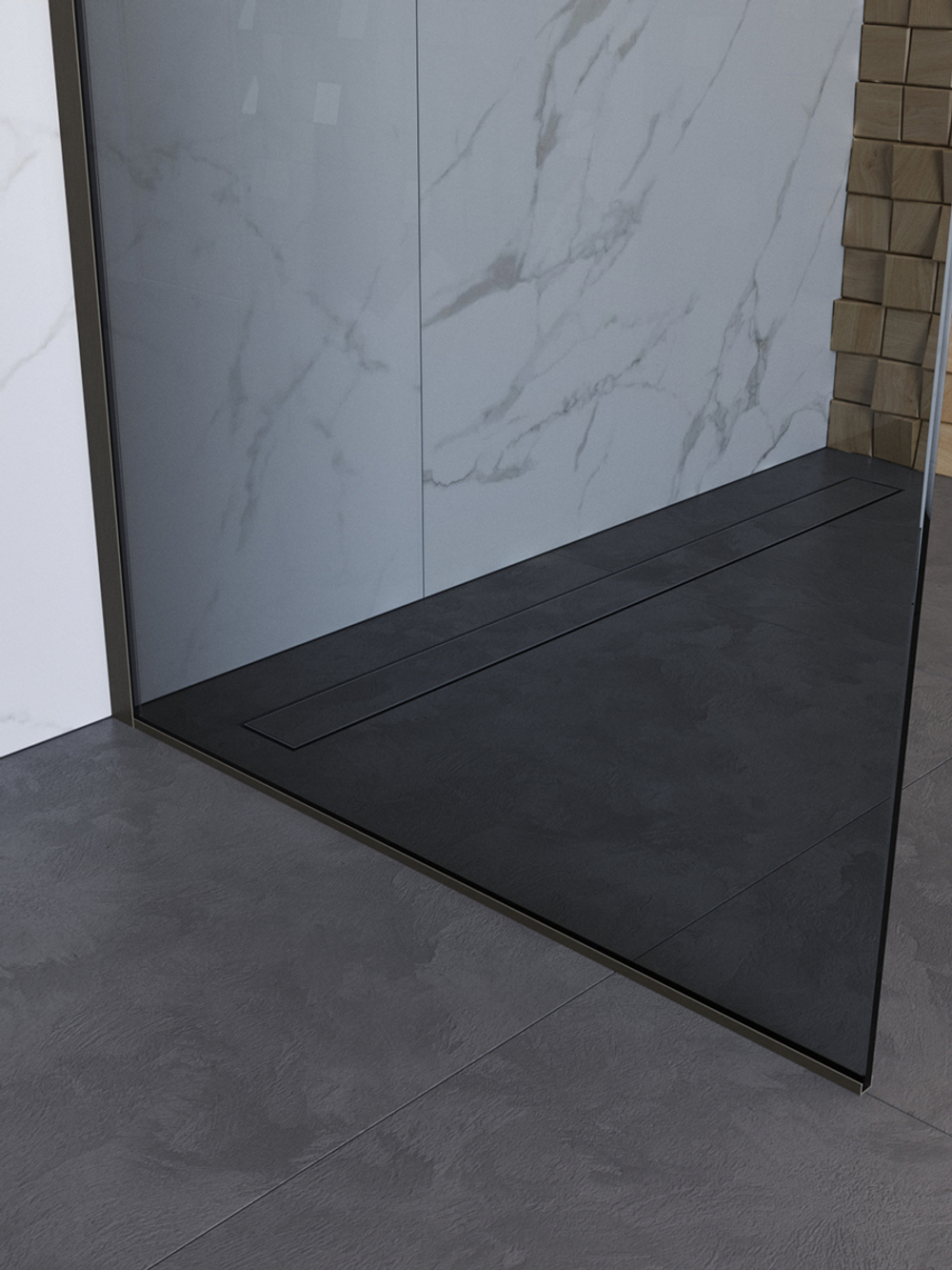 Душевая перегородка BelBagno UNO-L-1-TB-90-GR-GM профиль оружейная сталь, стекло серое