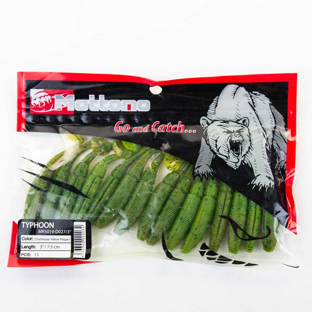 Виброхвост Mottomo Typhoon (75мм, 3гр), 15шт/уп