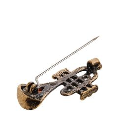 AM-2646 Брошь «Труба» (латунь, янтарь)