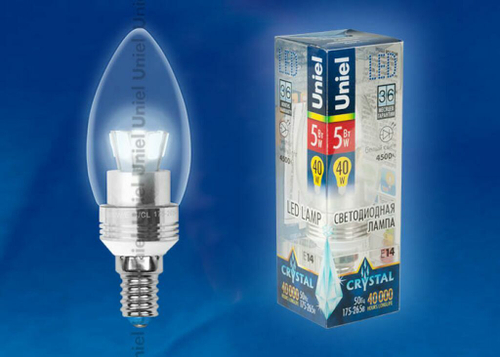 LED-C37P-5W/NW/E14/CL ALC02SL Лампа светодиодная пятилепестковая. Форма свеча, прозрачная колба. Материал корпуса алюминий. Цвет свечения белый. Сер