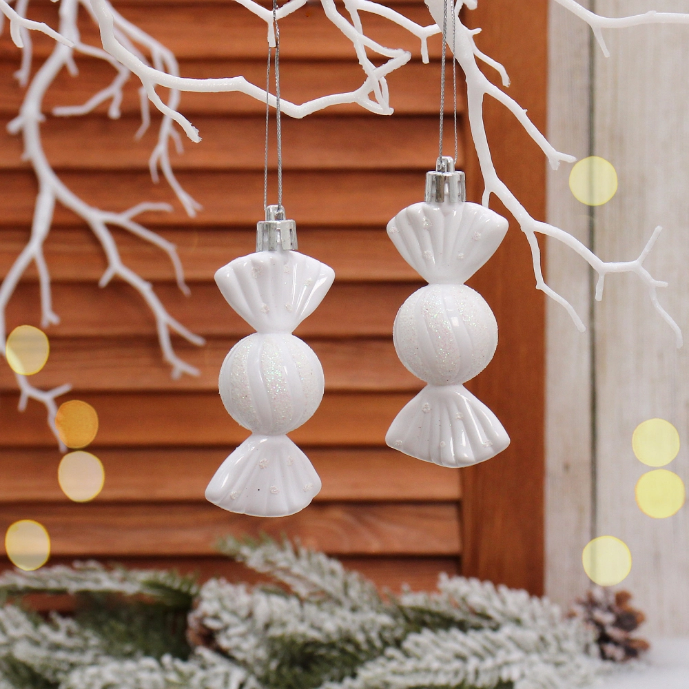 Ёлочные игрушки «Таинственное очарование» Конфетки 8 см (набор 2шт), белый