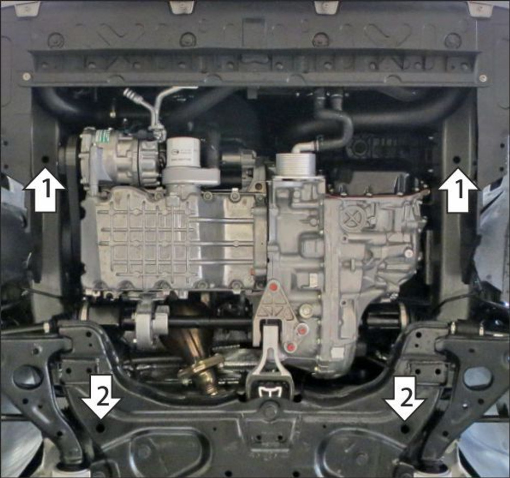 Стандартная защита Motodor картера Двигателя, КПП. 1,5 мм, Сталь. для GAC GS 5 2018-н.в. арт.57801