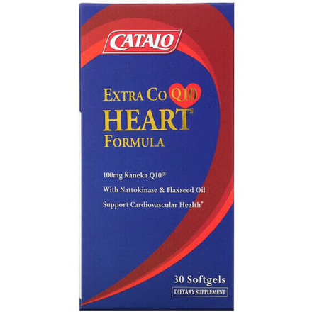 Коэнзим Q10 Catalo Naturals, Формула для сердца с экстрактом коэнзима Q10 с наттокиназой и льняным маслом, 30 мягких таблеток