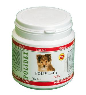 POLIDEX "Поливит-Кальций Плюс" улучшение роста костной ткани у щенков и собак мелких и средних пород