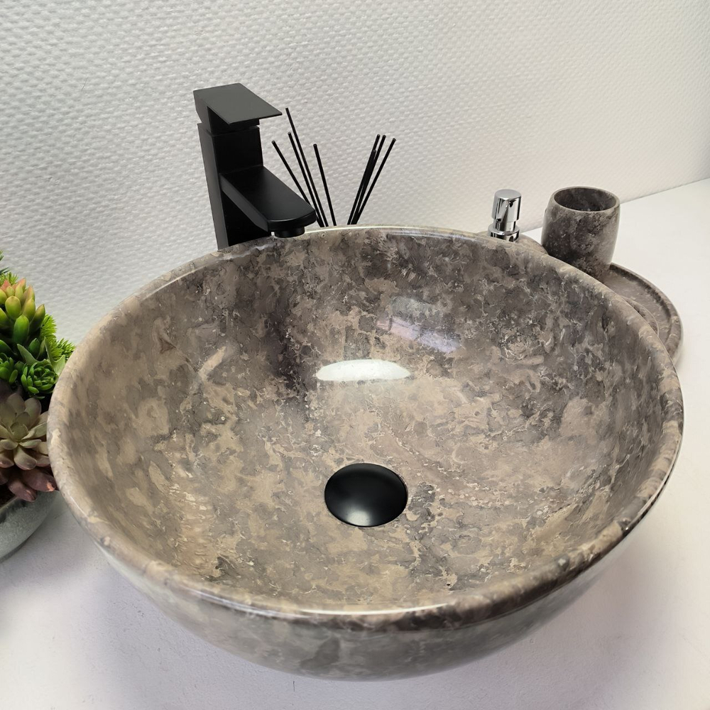 Раковина из мрамора Bowl Grey Tin Lip BM-62988 40*40*17 53