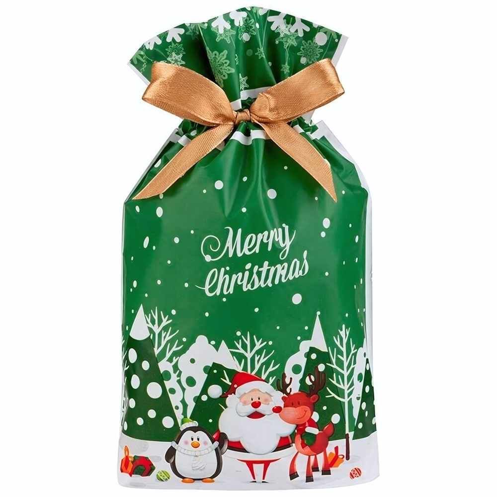 Пакет подарочный с затягивающей лентой 22,5*34см 10шт "С Новым годом"