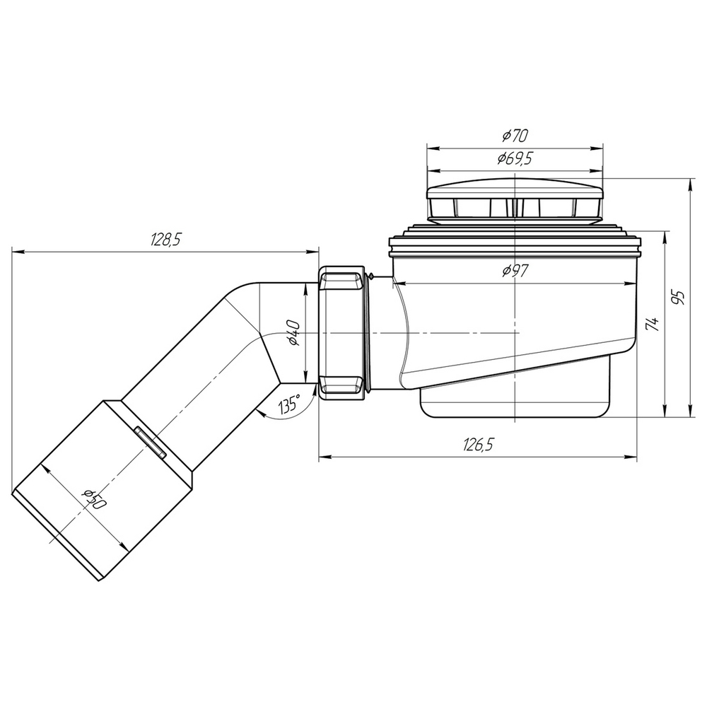 Сифон для душ.поддона 50*40 с перех трубкой 40*50 Ani Е411C АНИ пласт