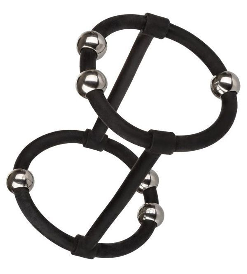 Черная клетка на пенис с бусинами Steel Beaded Silicone Enhancer Cage (Цвет: черный)