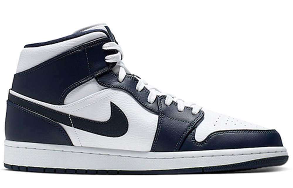 Jordan Air Jordan 1 Mid Obsidian leather high-top retro basketball shoes men's Obsidian