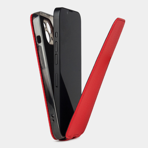 Чехол для iPhone 14 из кожи теленка, красного цвета