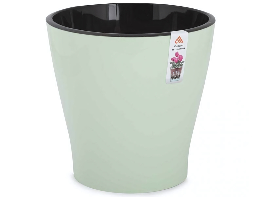 Горшок цветочный Лея 5л двойной с автополивом, светло-зеленый