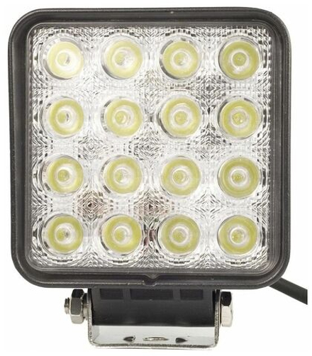 Фара рабочего света Диод квадратная 10,5x10,5x3.5см с кронштейном 16LED рифленое стекло 17.5W (10-30V)