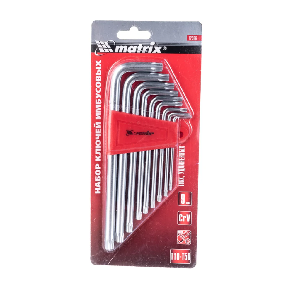 Набор ключей имбусовых TORX, T10-T50, 9шт. удл. Matrix