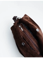 Сумка мешок через плечо средняя натуральная замша