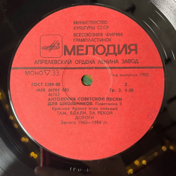 Винтажная виниловая пластинка LP Антология Советской Песни Для Школьников. Пластинка 3 (СССР 1988)