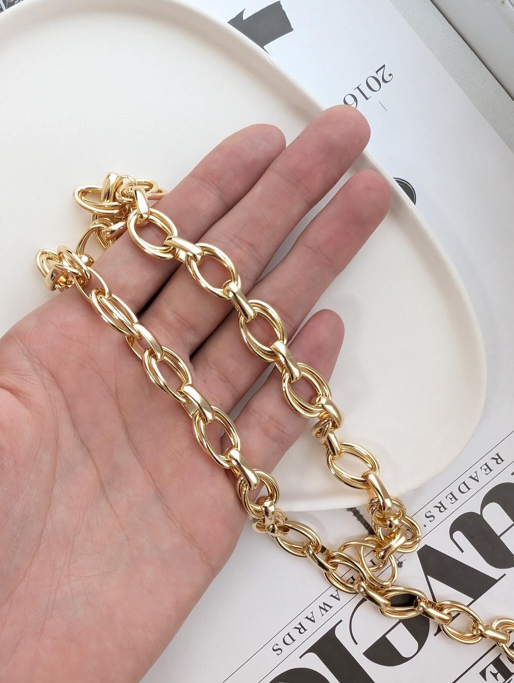 Цепь позолота 18K 16*10мм, 20см